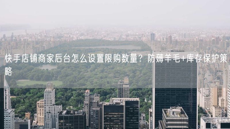 快手店铺商家后台怎么设置限购数量？防薅羊毛+库存保护策略