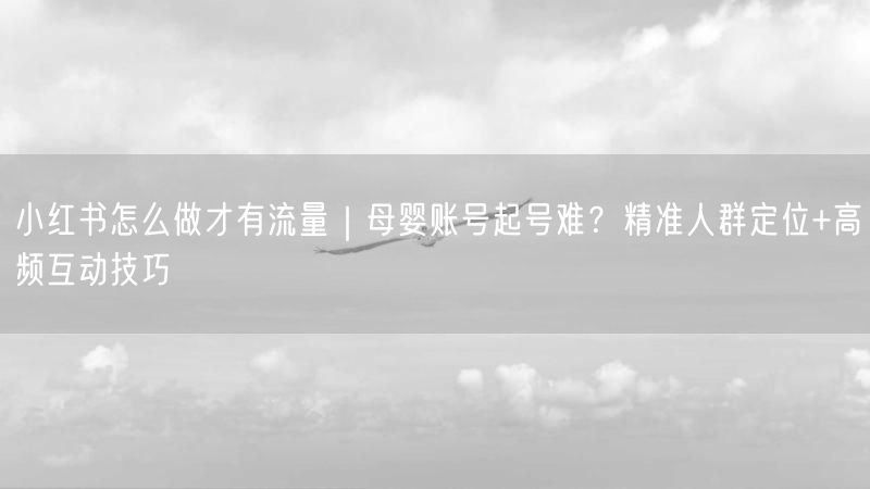 小红书怎么做才有流量｜母婴账号起号难？精准人群定位+高频互动技巧