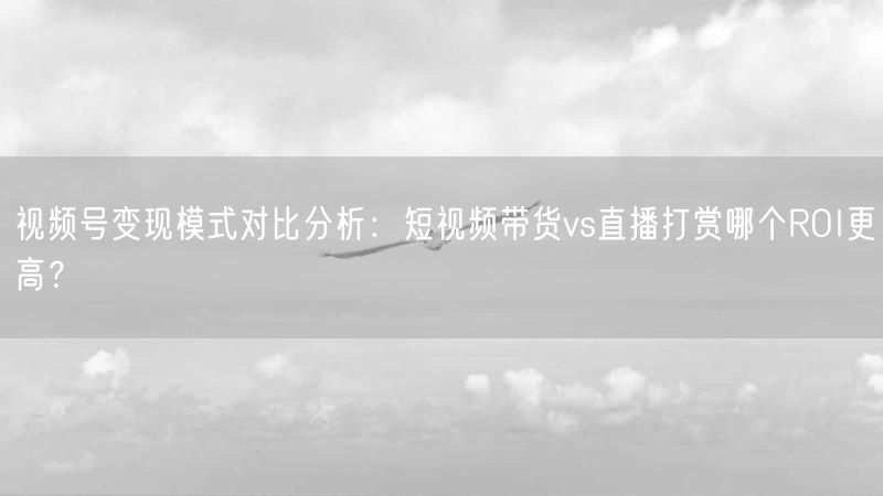 视频号变现模式对比分析：短视频带货vs直播打赏哪个ROI更高？