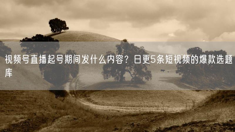 视频号直播起号期间发什么内容？日更5条短视频的爆款选题库